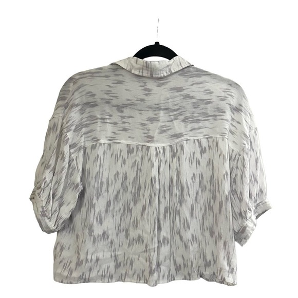 TALULAH Crop Cropped Loose Oversized Fit Button Down Shirt Top Blouse - Medium - Picture 2 of 4